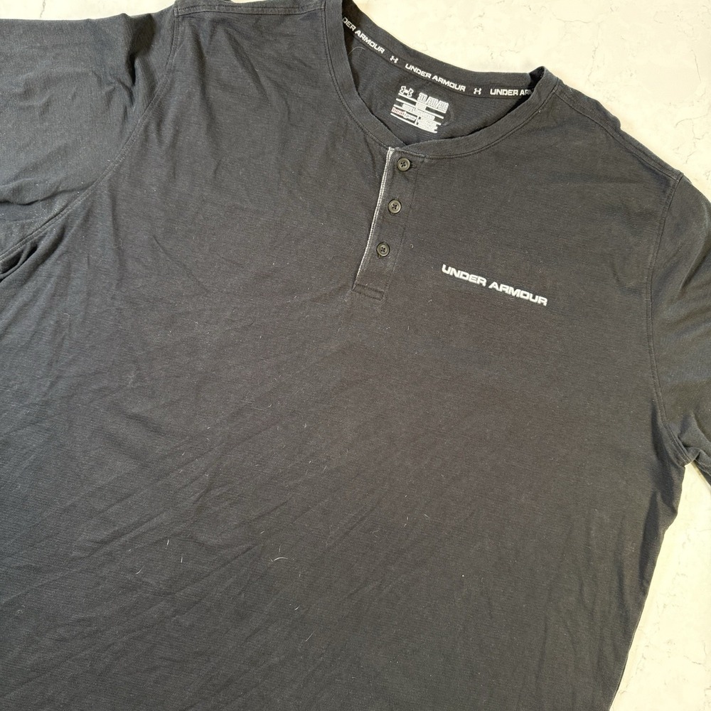 Under Armour T-Shirt Men's Size 3XL Gray 1/4 Button Short Sleeve Loose Fit Tee